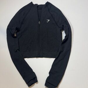 Gymshark Black Cropped Seamless Zip Jacket- Never Worn